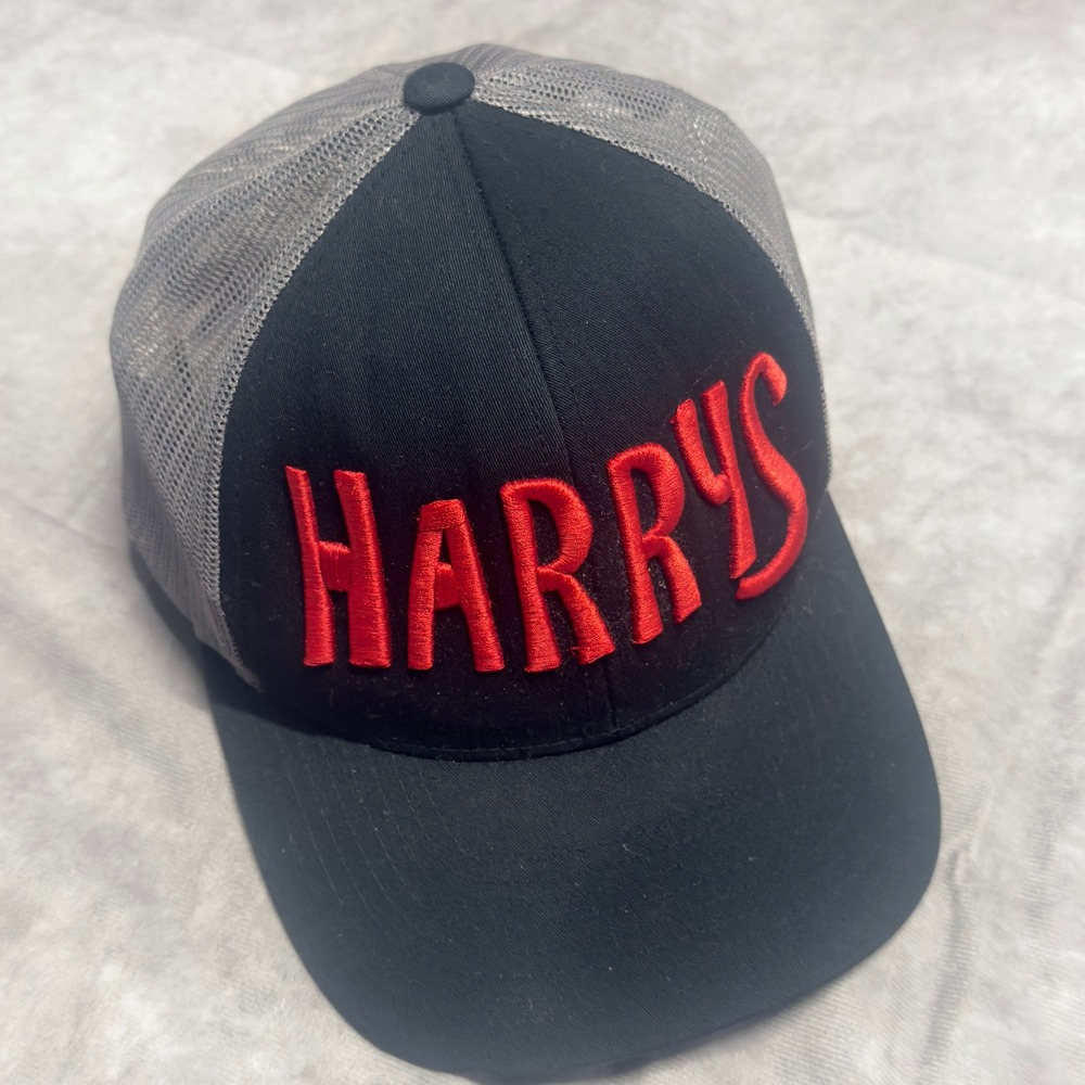 HARRY'S Trucker Hat Black Grey Red Snapback Mesh Cap 104C Pro Model
